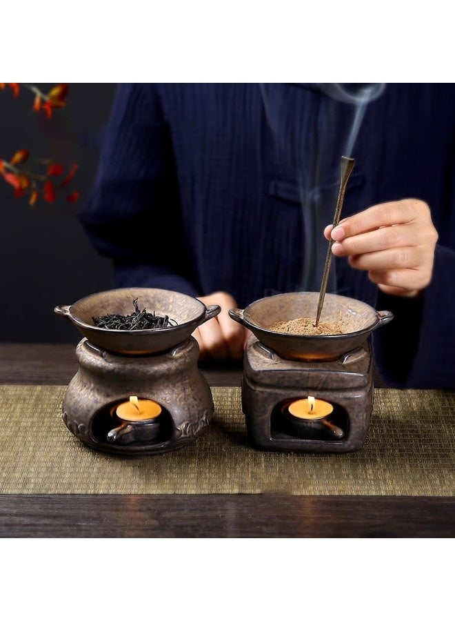 Bukela Ceramic Aromatherapy Burner,Ceramic Tea Stove Warmer Set,Cedar and Zen Incense Burner for Home Office,Tea Light Candle Holders Teapot Warmer for Meditation,Relaxation,Sleeping - Image 2